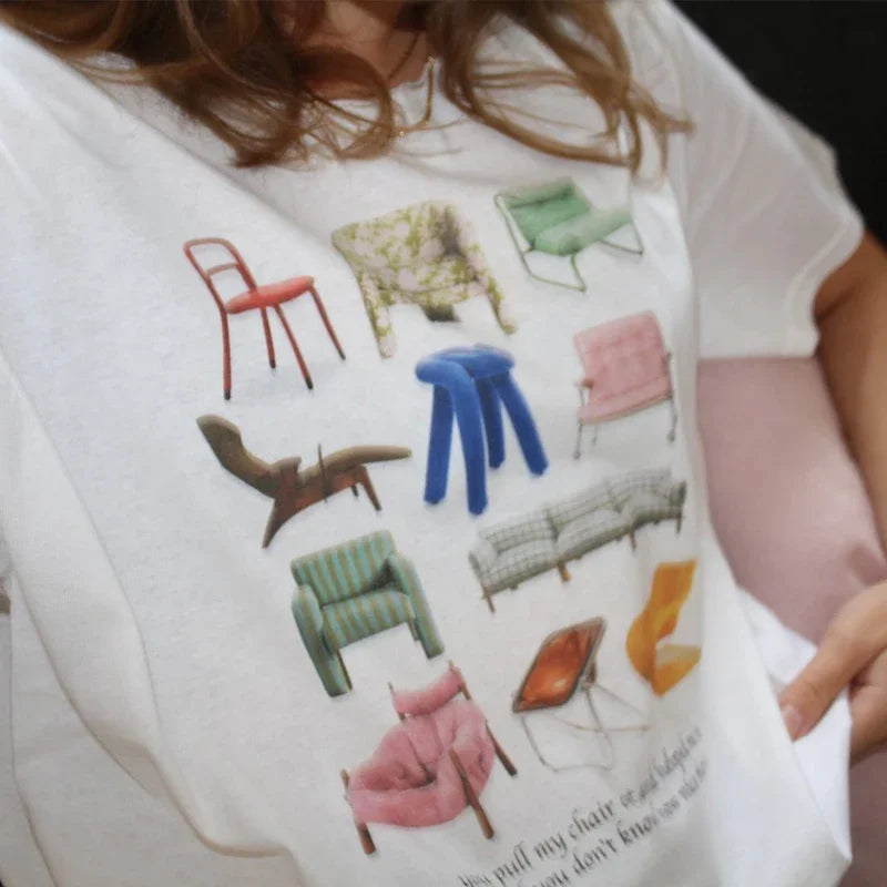 Design Chairs Printed Vintage T-shirt