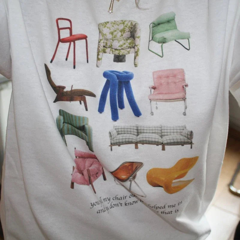 Design Chairs Printed Vintage T-shirt