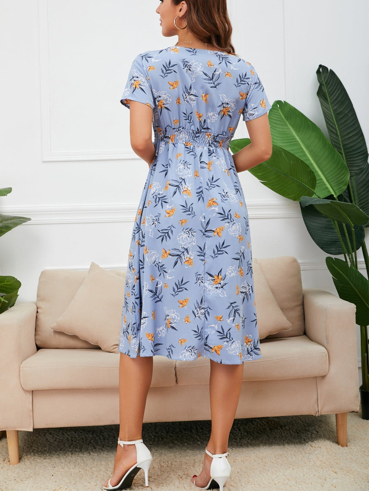 KittenAlarm - Disty Floral Ruffle Hem Elastic Waist Summer Dress