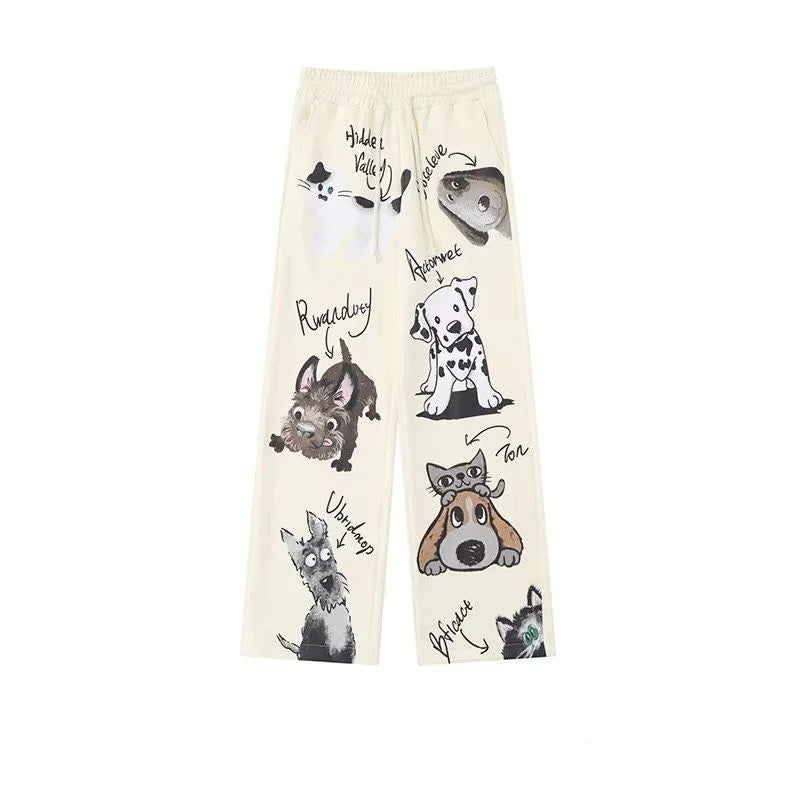Dog Pattern Street Casual Pants