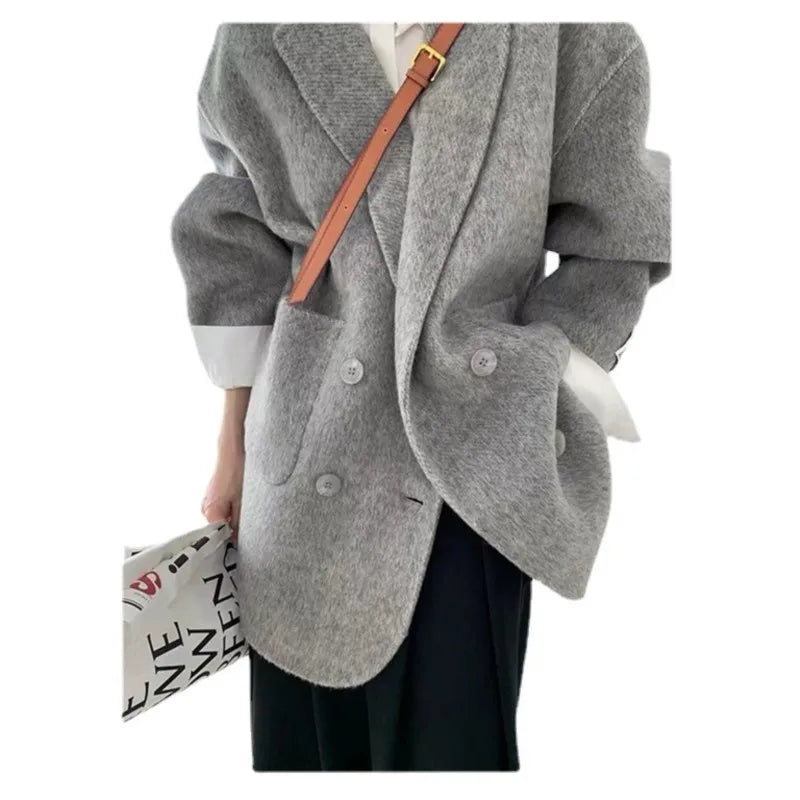 Cashmere Turn-Down Woolen Overcoat