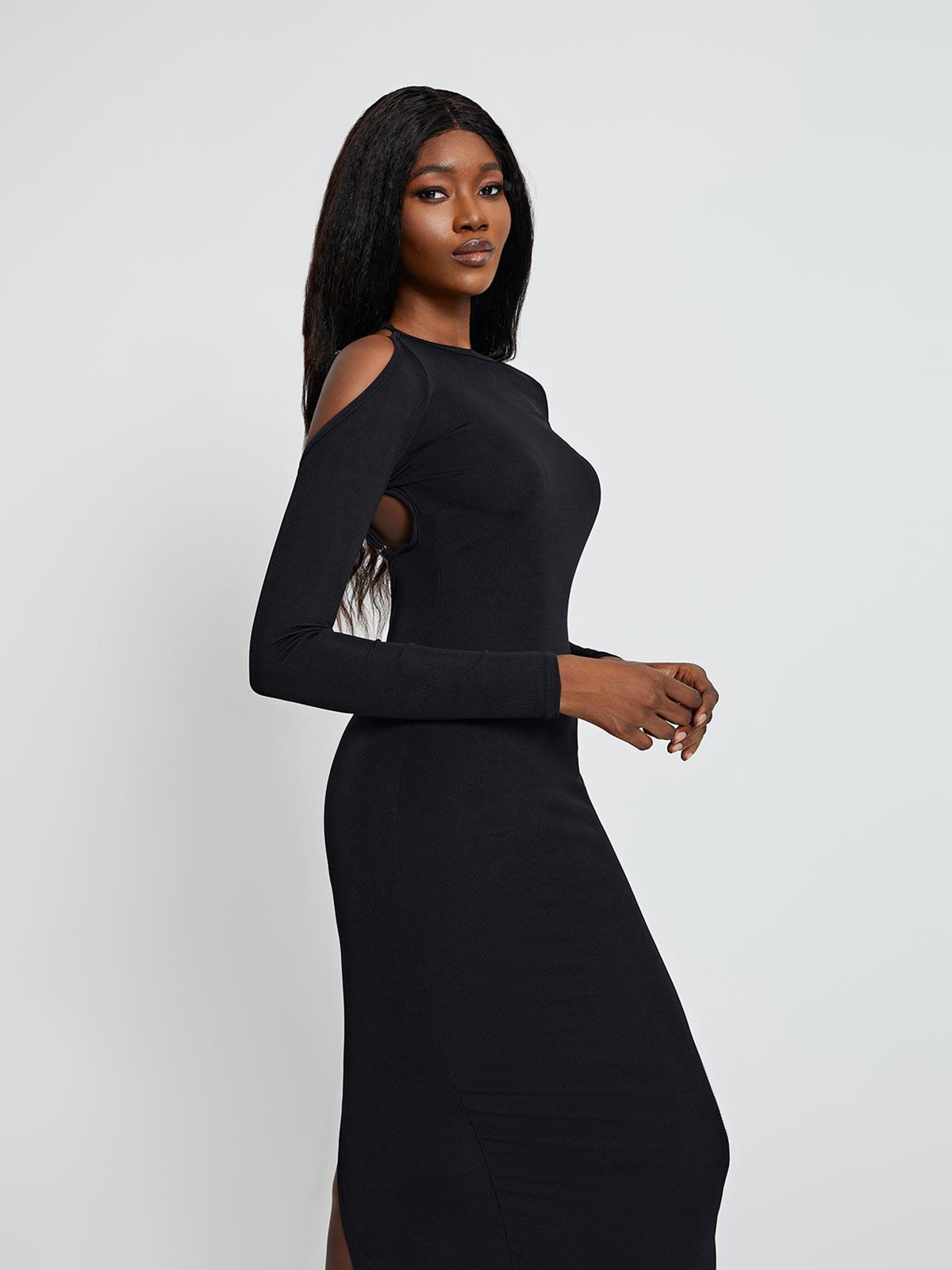 Dove Long Sleeve Backless Midi Dress