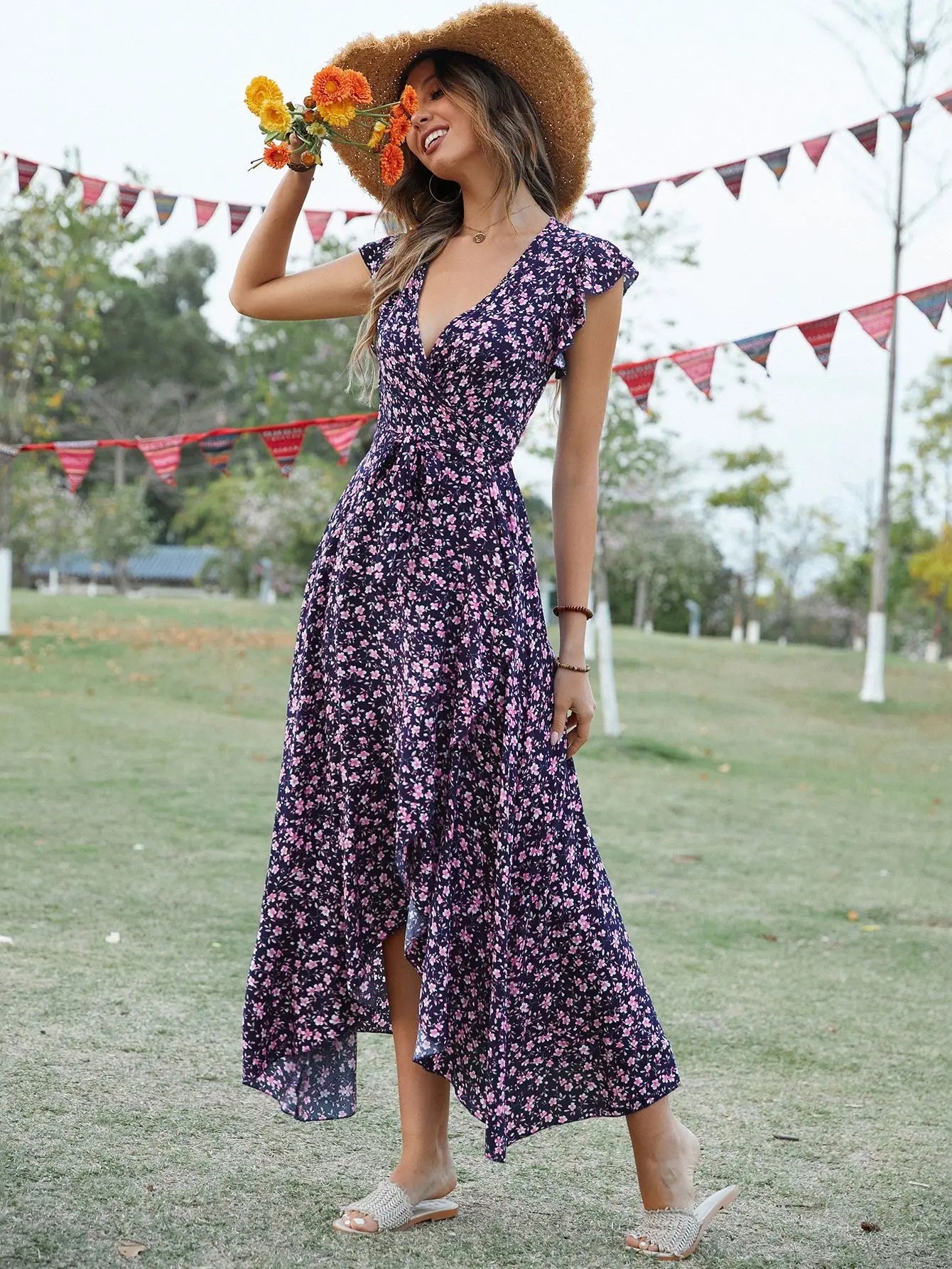 Casual Fitted Floral Print Dress