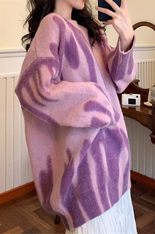 ShoptheCIC Tie Dye Oversized Knit Sweater for Cozy Style