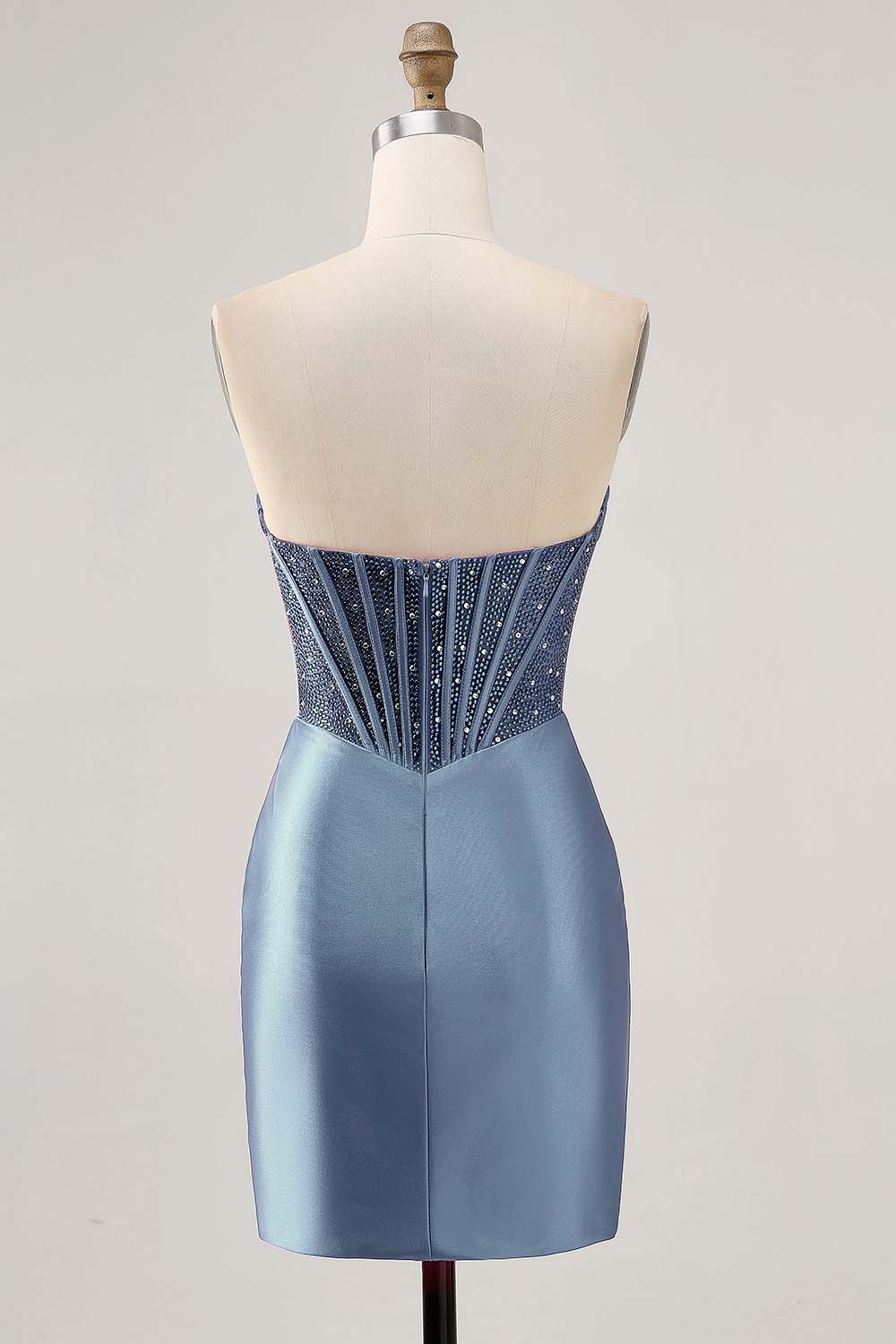 Sparkly Fuchsia Tight Satin Corset Short Homecoming Dress with Beading