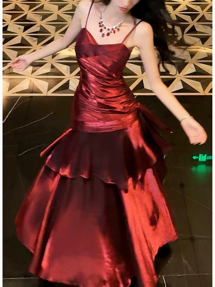 Pretty Mermaid Spaghetti Straps Olive Green Long Prom Dresses Evening Gowns