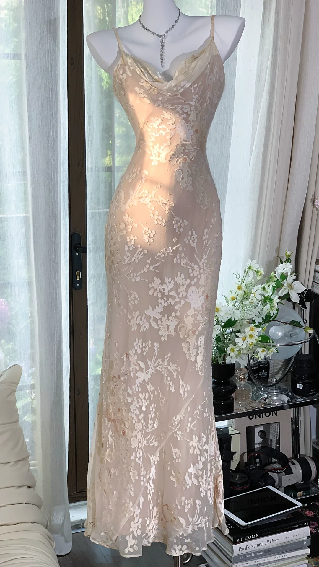 Charming Spaghetti Straps Chiffon Print Floral Mermaid Prom Dress Birthday Party Dress D1315