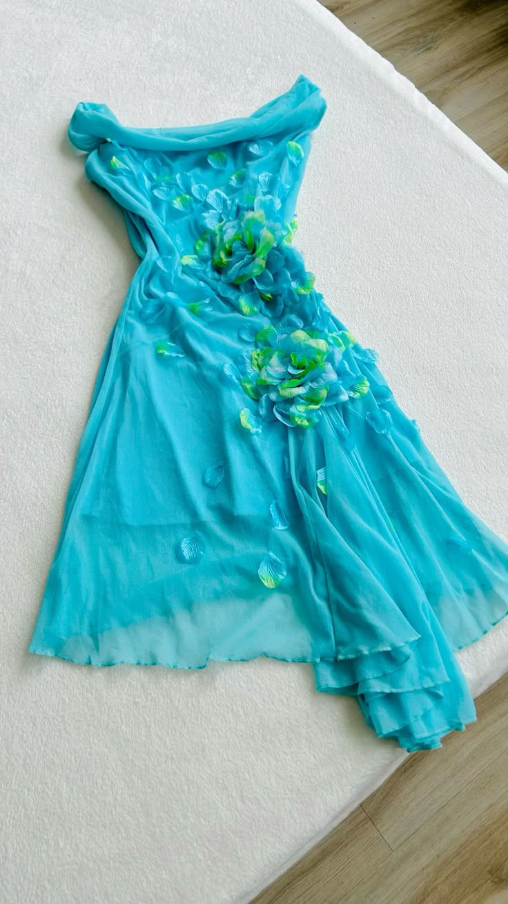 Classy  Blue Chiffon Appliques Short Party Dress Formal Homecoming Dress D574