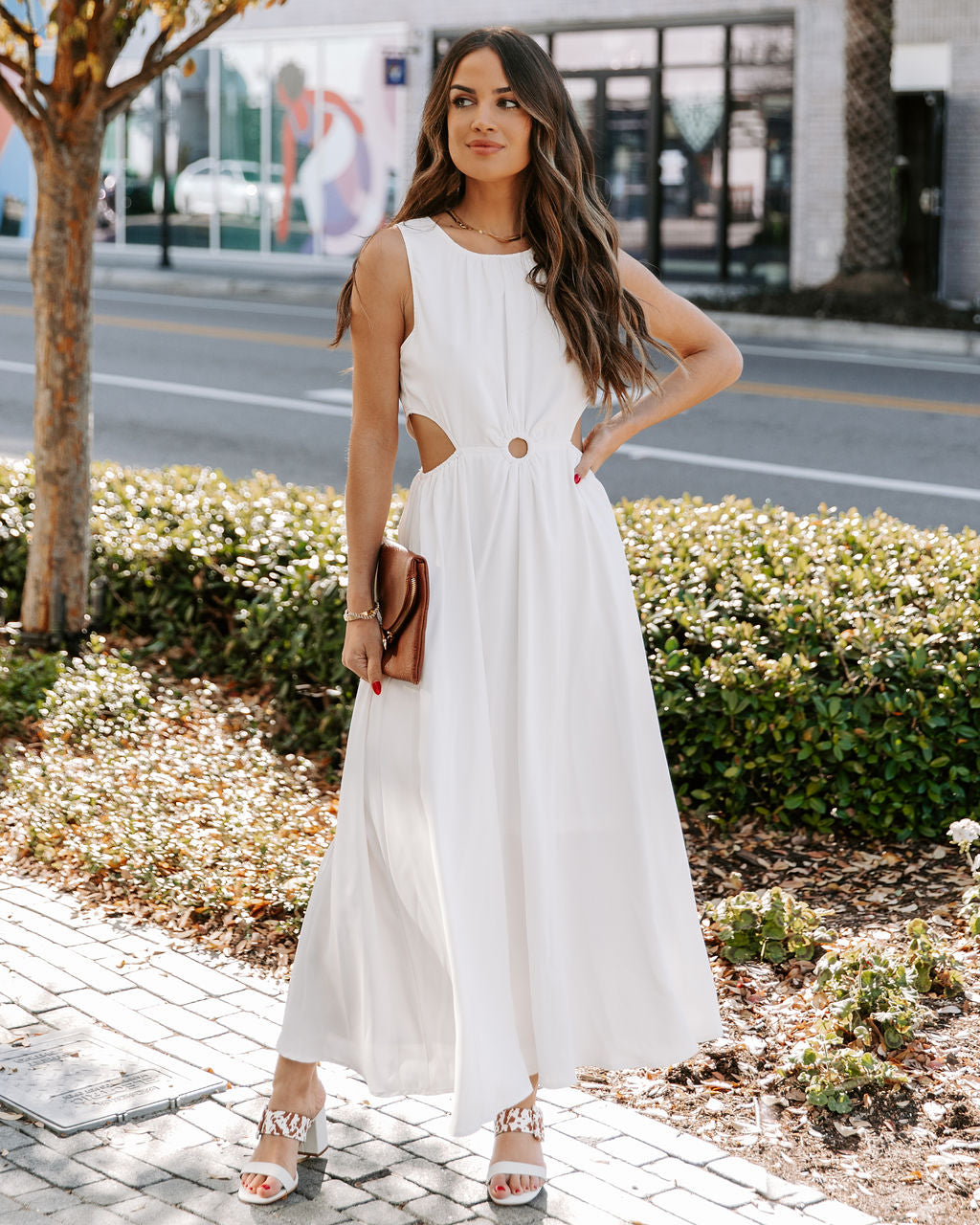 Bay Breeze Cutout Midi Dress - Off White - Fashionpara