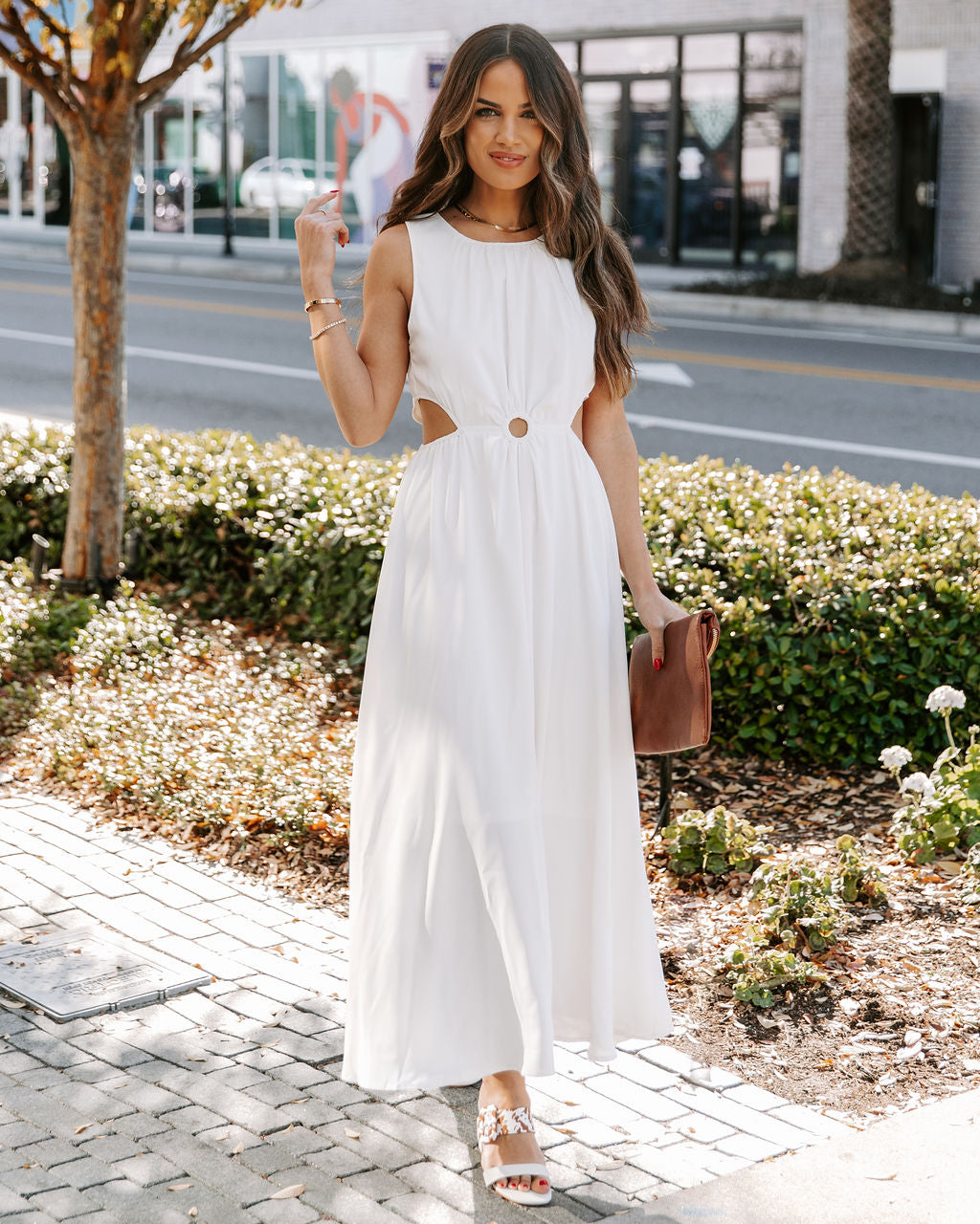 Bay Breeze Cutout Midi Dress - Off White - Fashionpara