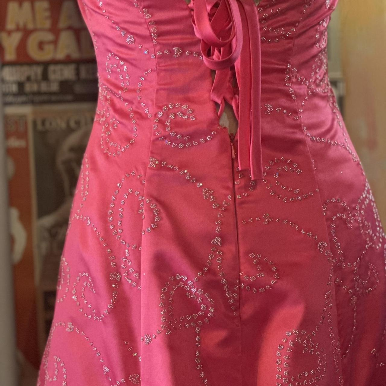 Elegant Hot Pink Strapless Satin Beaded Long Party Dress Birthday Prom Gown D1703