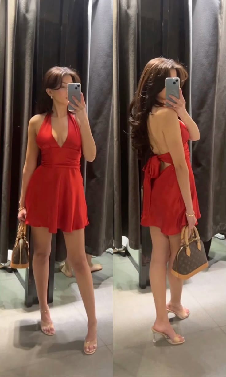 Simple Halter Red Backless Satin A Line Cocktail Dress Short 6th Grade Homecoming Dress D482