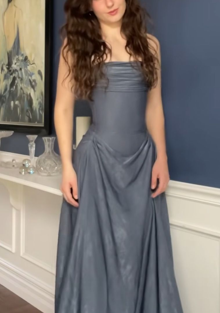 Fashion Strapless Satin Pleated Mermaid Long Prom Dress Birthday Party Dress D987