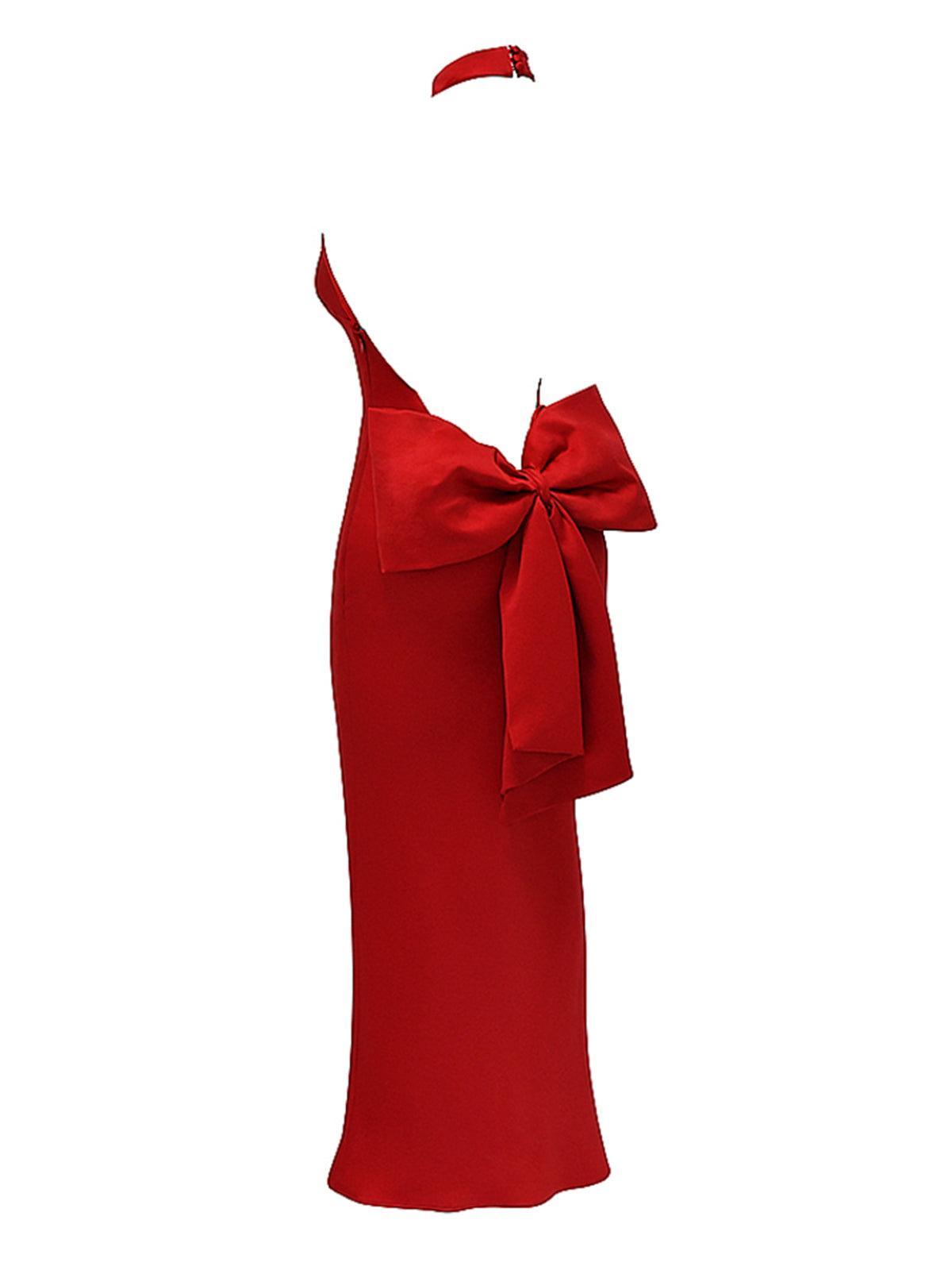 Eirian Halterneck Bow Backless Maxi Dress