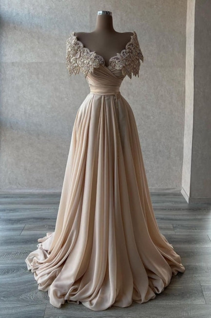 Elegant A-line Long Glitter Beading Sweetheart Prom Evening Dresses
