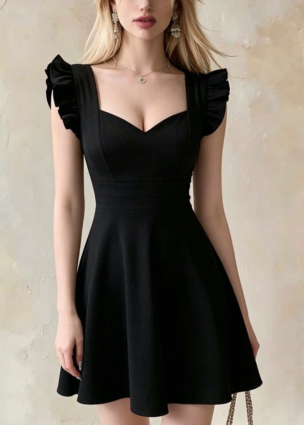Sweetheart Bustier Ruffle Strap Panel Waist A-Line Mini Dress - View 3