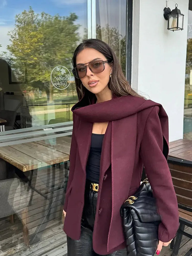 Burgundy Woolen Blends Suit Coat