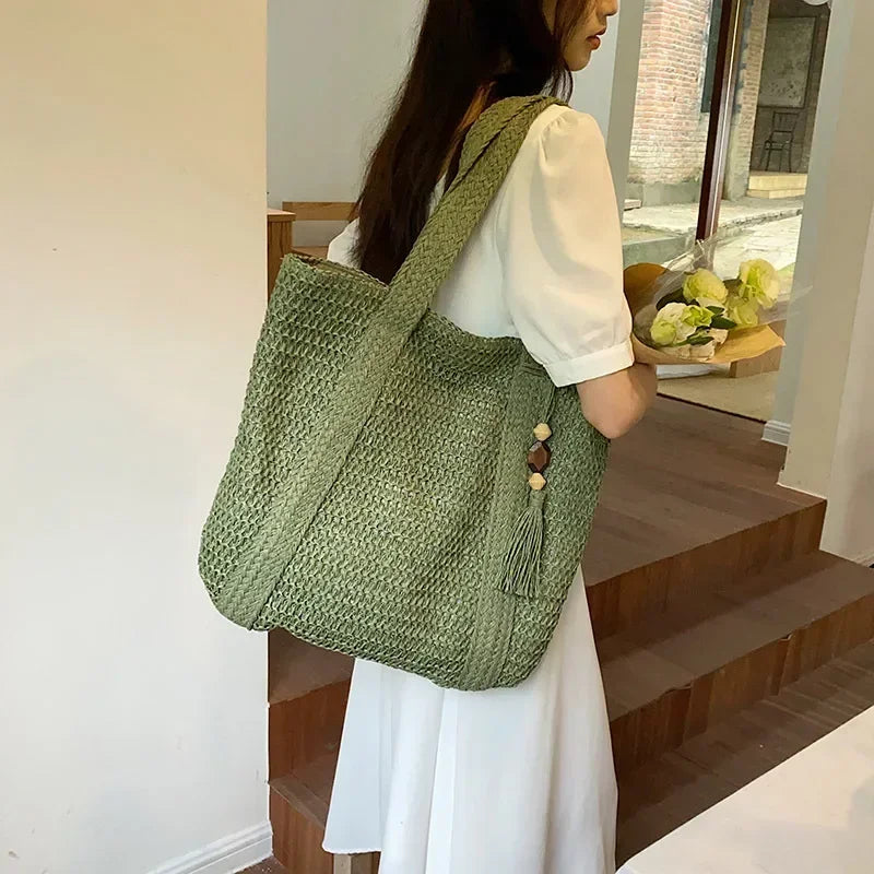 Elegant Ladies Straw Woven Shoulder Bag