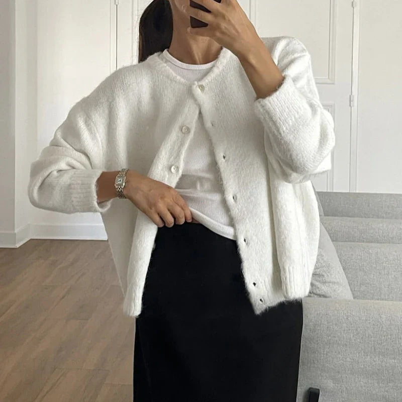 Cashmere Soft Single-breasted Knit Cardigan