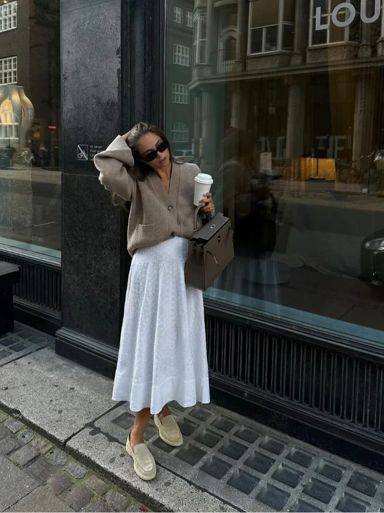 Single-breasted V Neck Casual Long Sleeves Solid Cardigan 3