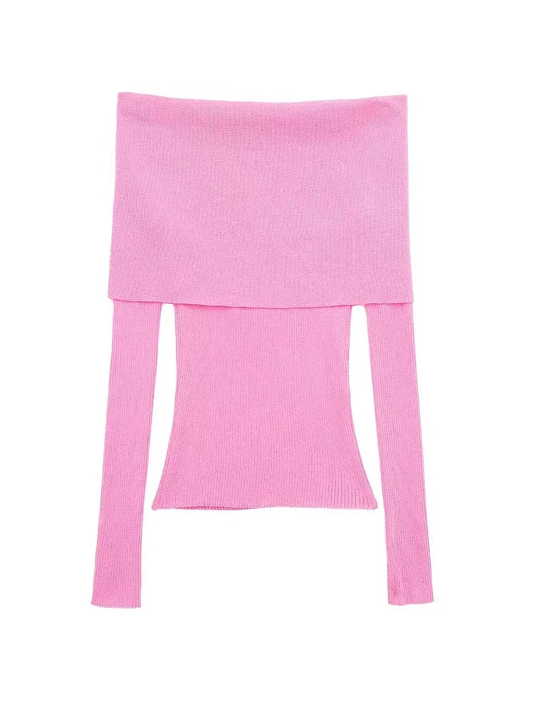 Slim Green Off-Shoulder Long Sleeve Sweater 5