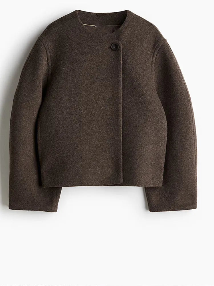 White Long Sleeve Woolen Coat