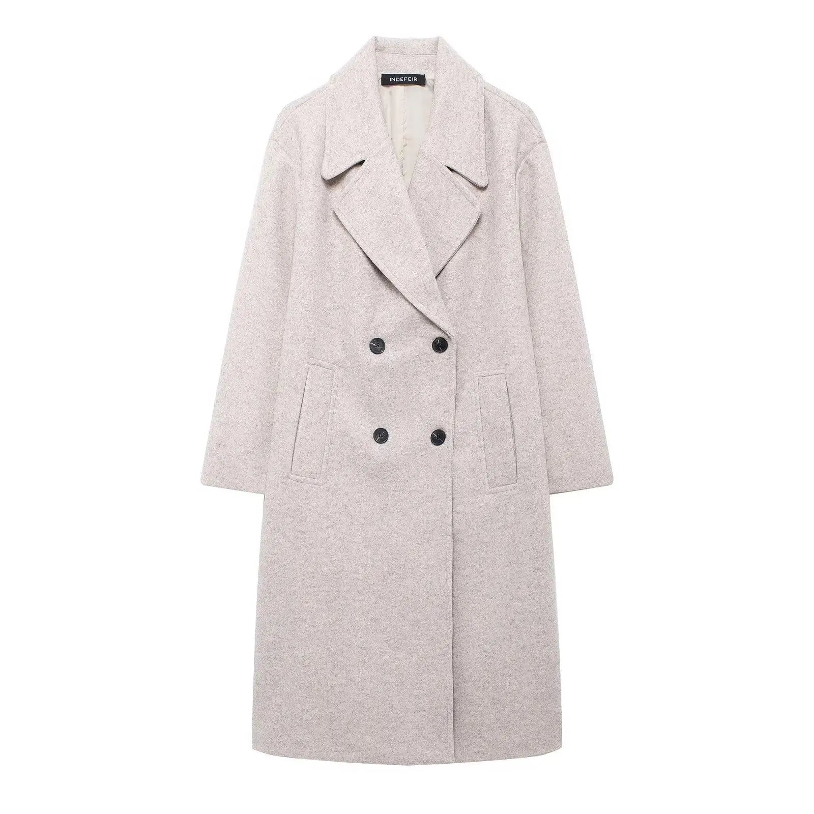 Lace-Up Mao Collar Big Lapel Overcoat