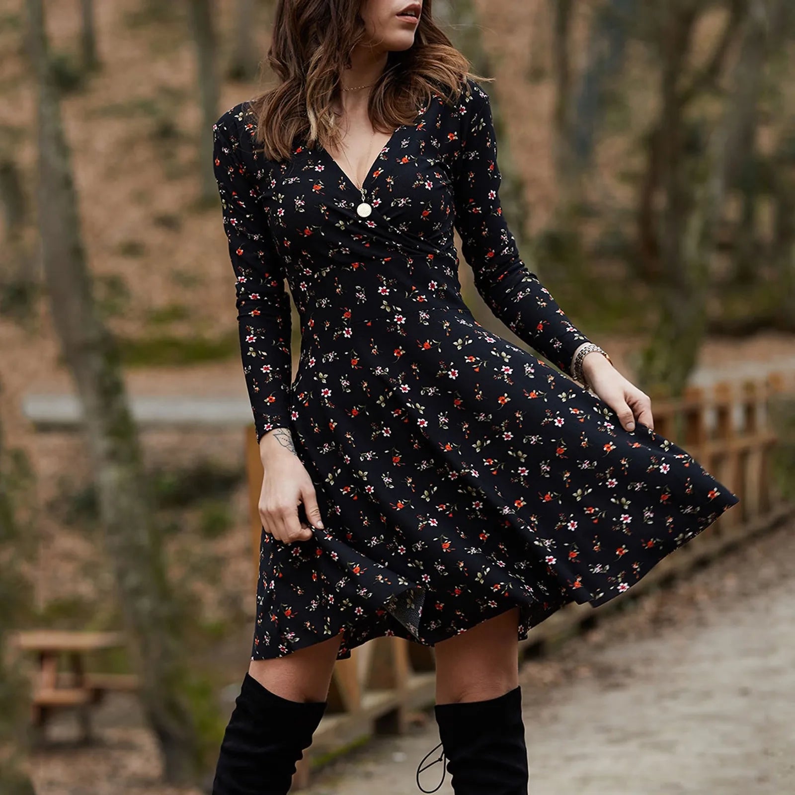 Retro Floral Swing Midi Floral Dress
