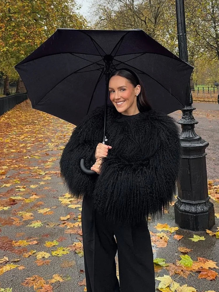 White Thicken Cropped Coat