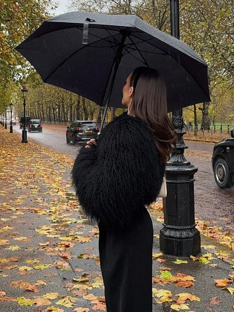 White Thicken Cropped Coat