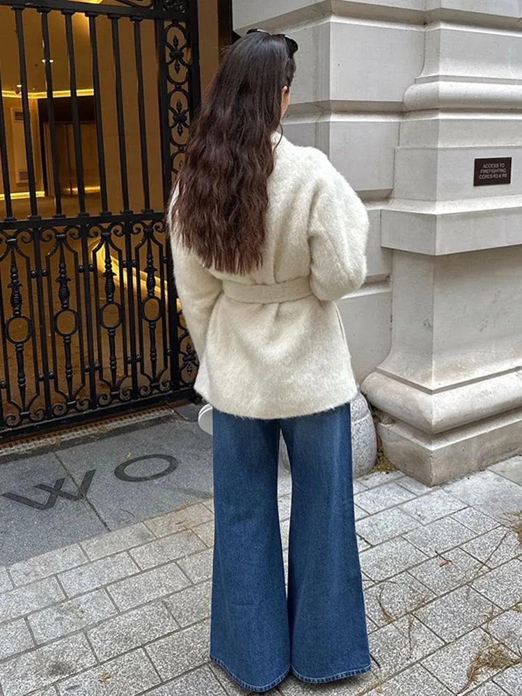 White Woolen Blends Short Coat