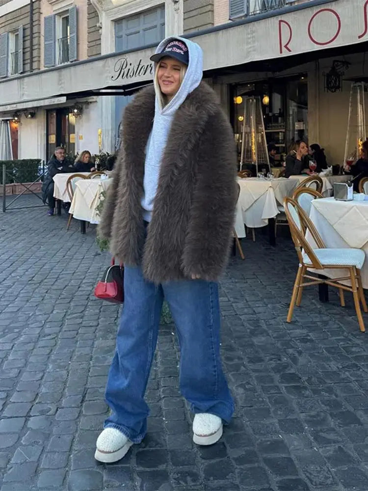 Stand Collar Fluffy Winter Coat