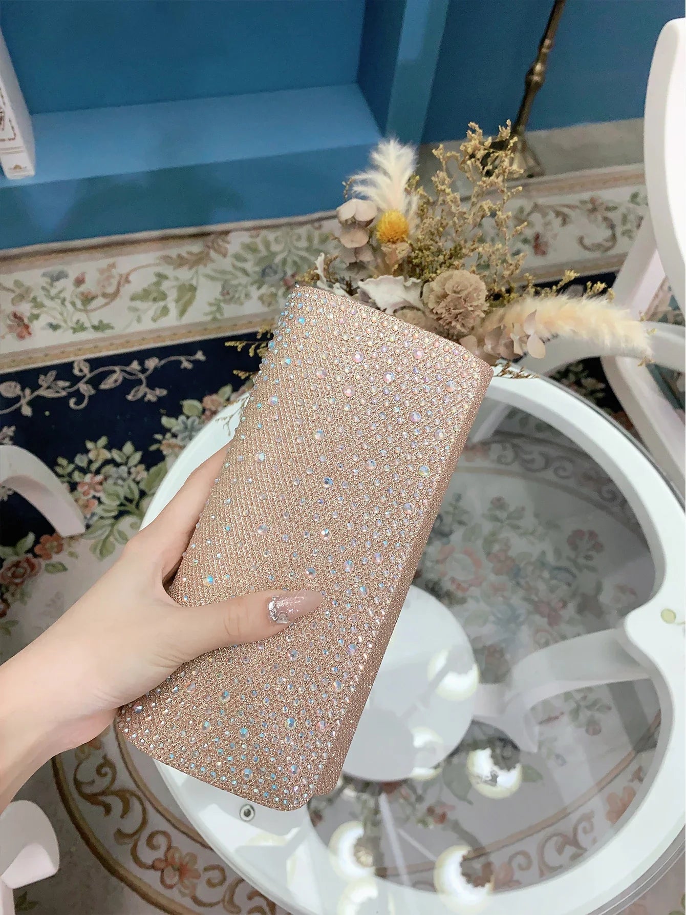 Elegant Sparkling Rhinestone Dinner Banquet Envelope Bag