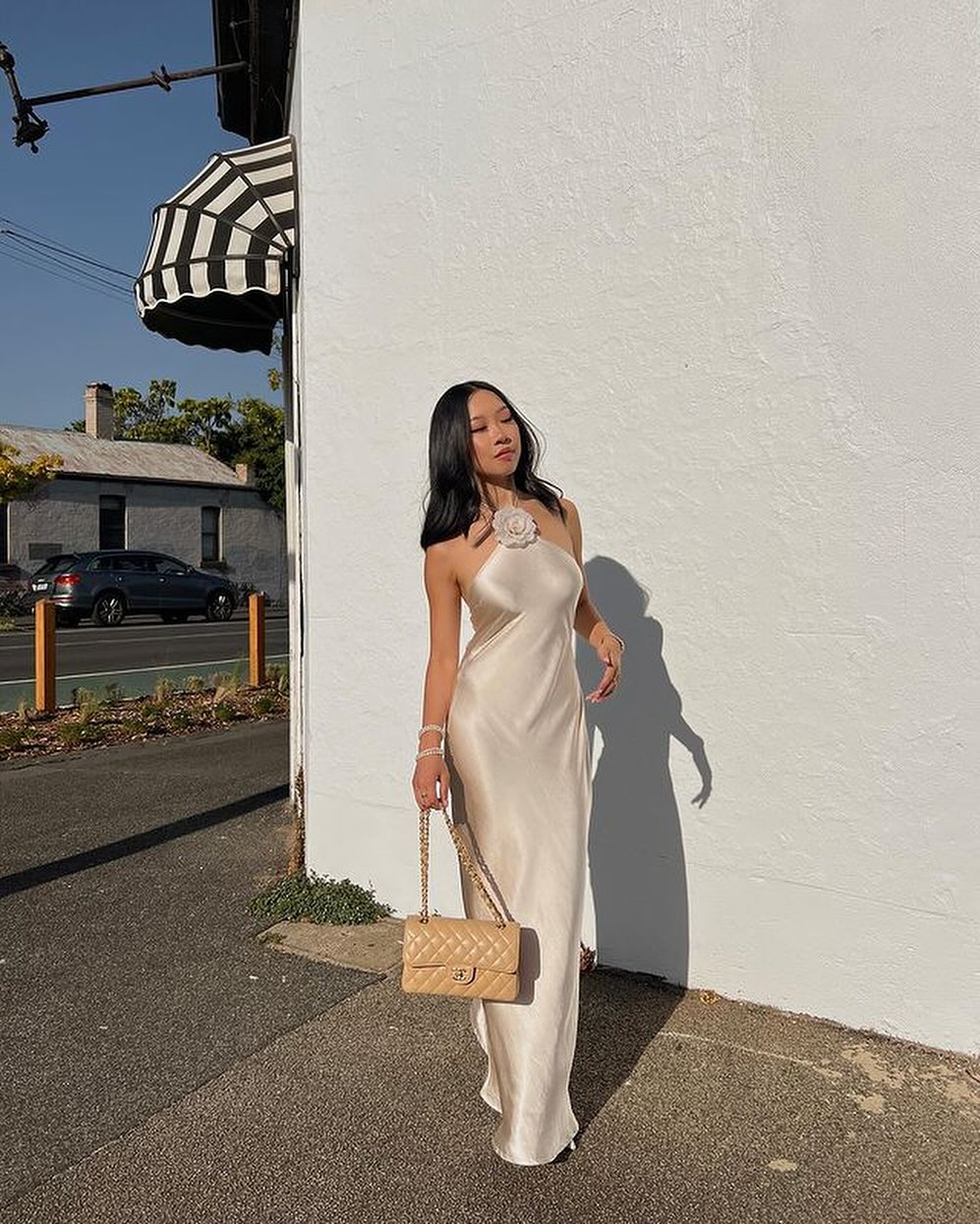 Elora - Satin Halterneck Backless Maxi Dress - View 5
