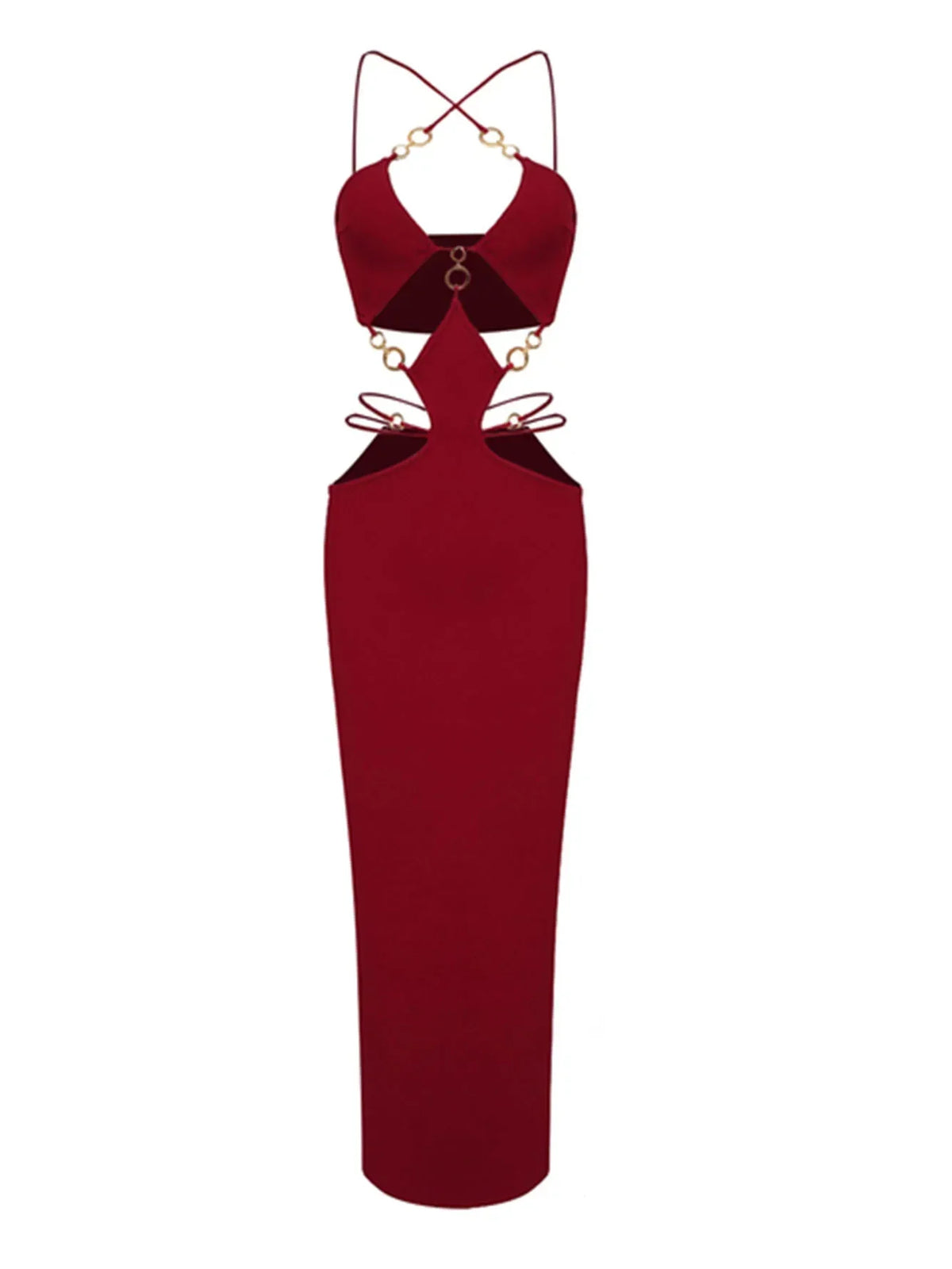 Halter Neck Cutout Bodycon Maxi Dress