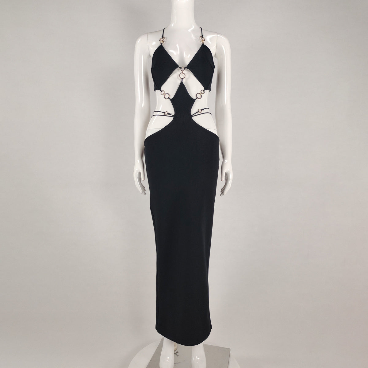 Halter Neck Cutout Bodycon Maxi Dress