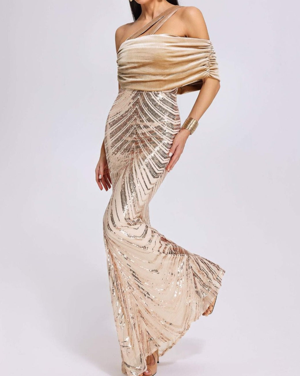 Sequin One Shoulder Mermaid Gown