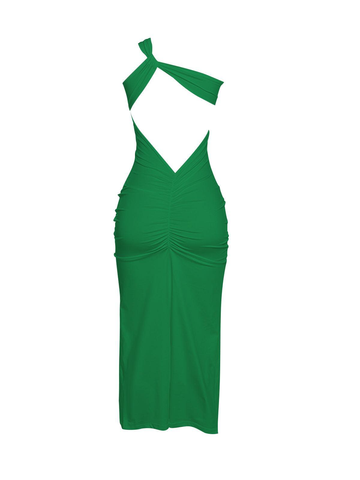 One Shoulder Open Back Ruched Bodycon Maxi Dress 8
