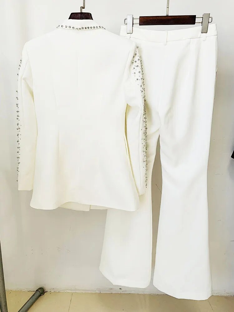 KittenAlarm - Emmaline Diamond Embellished Blazer and Pants Set
