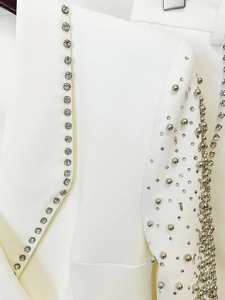 KittenAlarm - Emmaline Diamond Embellished Blazer and Pants Set