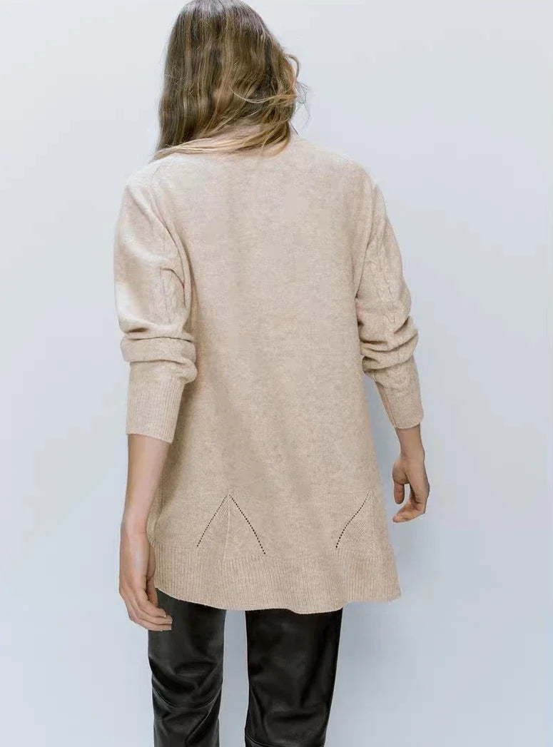 Style Gentle Loose Casual Solid Color Cardigan 3