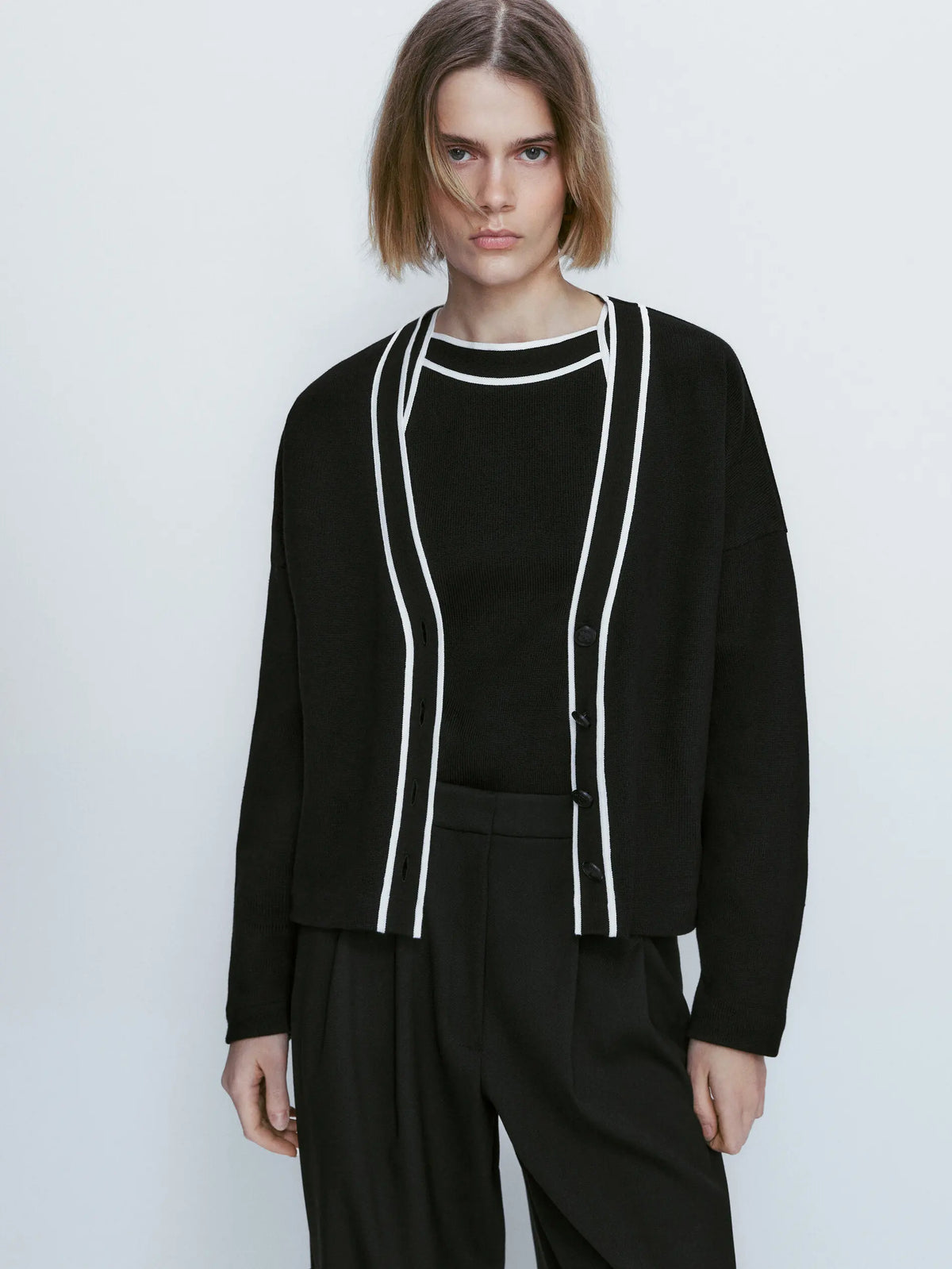 Style College Style Contrast Color Casual Cardigan 3