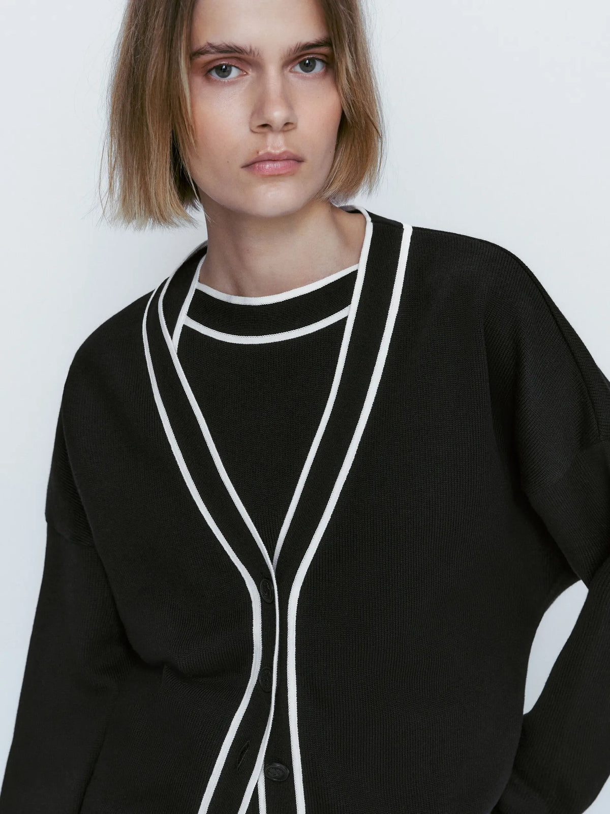 Style College Style Contrast Color Casual Cardigan 2