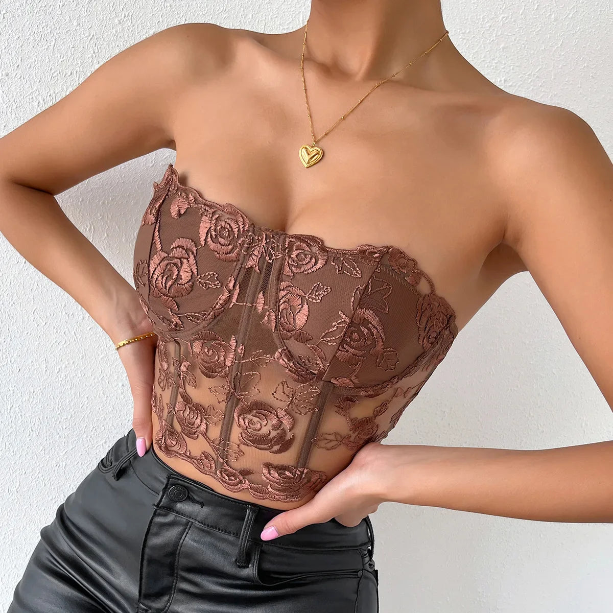Floral Lace Backless Short Y2K Sexy Crop Top