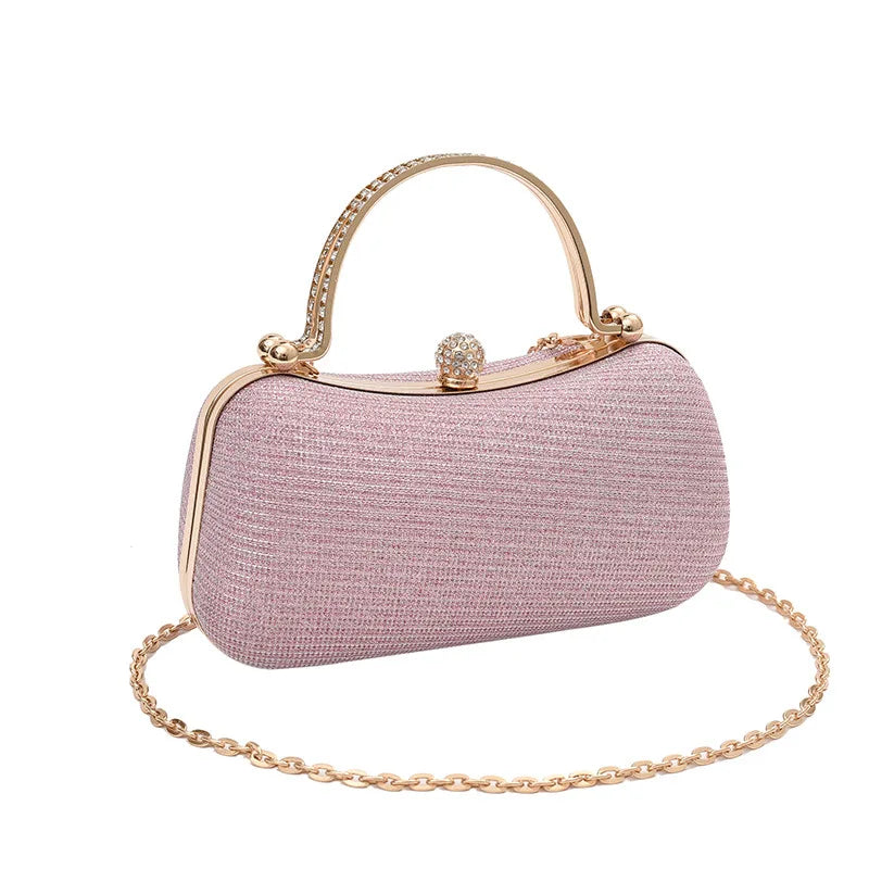 Shiny Heart Shape Evening Clutch Chain Shoulder Bag