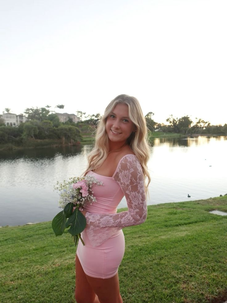 Cute Pink Satin Lace Sheath Cocktail Dress Short Prom Dress Homecoming Dress D587