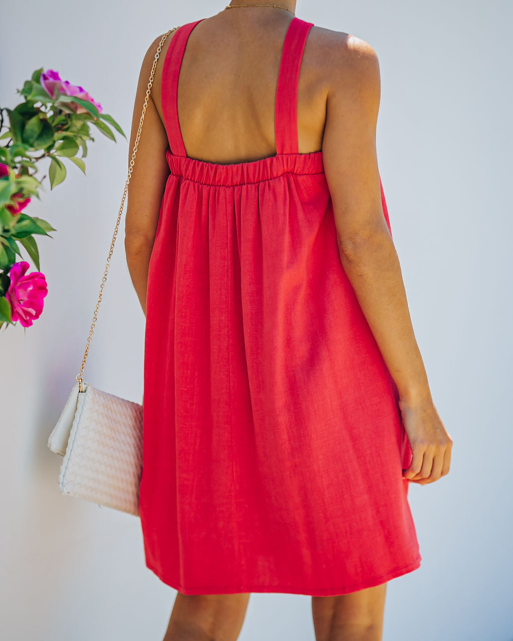Halter Neck Swing Shift Mini Dress