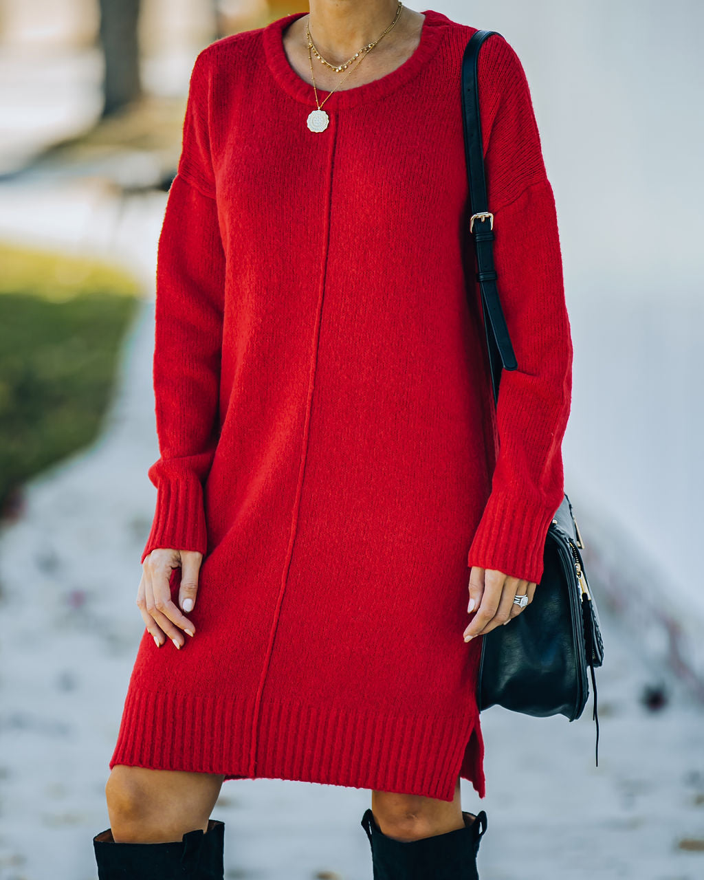 Smoky Mountain Red Sweater Dress for Effortless Style