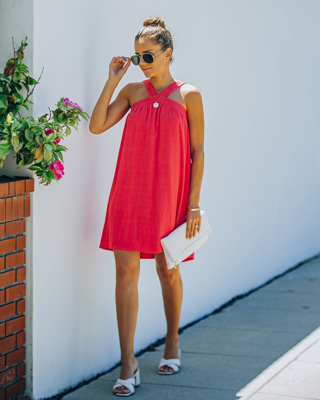 Halter Neck Swing Shift Mini Dress