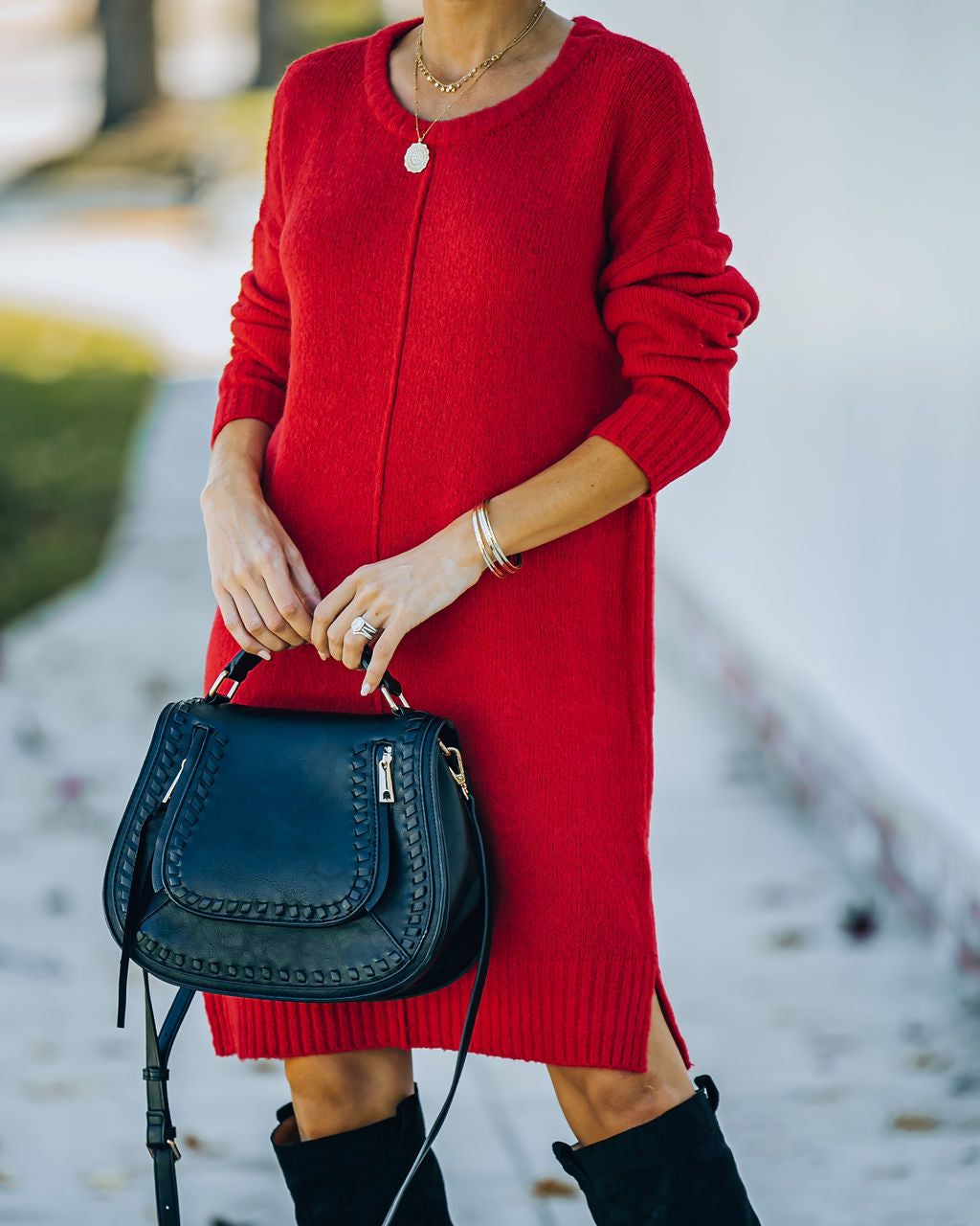 Smoky Mountain Red Sweater Dress for Effortless Style